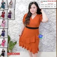ราคา เดรส สาวอวบ ชุดทำงาน คอป้าย แฟชั่น ผ้าวูลเวฟ 2XL - 3XL ชุดผู้หญิง เสื้อผ้าคนอ้วน เสื้อผ้าสาวอวบ DMD098 (4983336699)