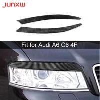 ราคา for Audi A6 C6 4F 2004-2009 Carbon Fiber Car Front Bumper Foglamp Eyelid Eyebrow Trims Car Styling (57552464231)