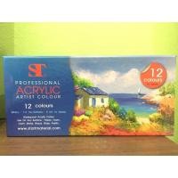 ราคา สีอะครีลิคหลอด ST 12สี professional acrylic สีอะคริลิค (9215087584)