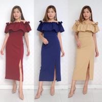 ราคา ชุดราตรีคนอ้วน เดรสเปิดไหล่ ชุดสาวอวบอ้วน ชุดสาวอวบไปงาน ชุดเดรสสาวอวบ44 46 42t1 (14492154574)
