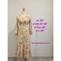 ราคา มือสอง เดรสยาว ลายดอกไม้ สีครีมส้ม (40206698170)