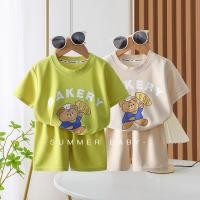 ราคา ชุดเซ็ตเด็ก เสื้อผ้าเด็ก เสื้อแขนสั้นและกางเกงขาสั้น ชุดลายหมี (22969712157)