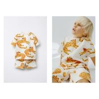 ราคา (AnChi Authentic) (TBN) zara เสื้อยืดแขนสั้นเด็กชาย Set กางเกงขาสั้นสีเบจพิมพ์ลายเสือดาว (26139199781)