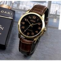 ราคา นาฬิกา Casio รุ่น MTP-V001GL-1B นาฬิกาข้อมือผู้ชาย สายหนังสีน้ำตาล หน้าปัดดำ สวยหรู - แท้ 100% ประกันสินค้า 1 ปี (1271969766)