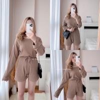 ราคา ชุดจั้มสูทกางเกงขาสั้น ชุดจั้มสูทแขนสั้นผ้าไหมพรมนิ่ม size xs อก34 (20509057496)