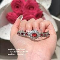 ราคา Monet Garden สร้อยข้อมือทับทิมทับทิมทับทิมโบราณรู้สึกชุบ 18K Gold Lady Carmine แหวนดอกไม้เพทายสีแดง (43878545958)
