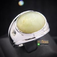 ราคา แหวนไพฑูรย์ แหวนเงินแท้ 92.5% ชุบทองคำขาว ประดับ พลอยไพฑูรย์แท้ (พลอยแท้หายาก) ตกแต่ง เพชร Swiss YTG-9640 (6529163799)