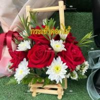 ราคา กระเช้าดอกไม้ กระเช้าขาวจิ๋ว จัดดอกไม้ งานฝีมือ ทำจากไม้ ขนาด 10*10 cm. จำหน่ายทั้งปลีกและส่ง (29538252293)