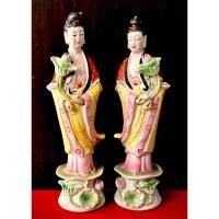 ราคา องค์กวนอิม(คู่) งานเก่า ทรงคุณค่า งดงามมาก สูง 7.5 นิ้ว (26606249354)