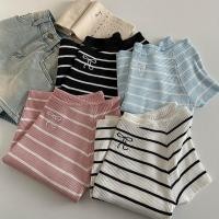 ราคา เสื้อยืดถักลายทางปักโบว์เวอร์ชั่นเกาหลี (44455387438)
