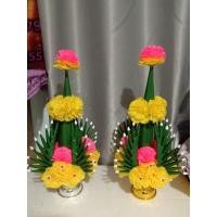 ราคา #บายศรีปากชามแห้ง งานผ้า #แม่บายศรีลูกเก้า4ทิศ ความสูง 38cn ขนาดพาน กว้วง10cn _/1คู่ พร้อมส่ง (10494362953)