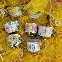 ราคา แก้วชาเบญจรงค์ ของชำร่วยงานแต่ง แพคถุงสีทอง ฟรีป้ายชื่อ ของชำร่วยงานเกษียณ งานบวช ของรับไหว้ แต่งงาน (18728868070)