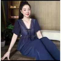 ราคา ชุดเซ็ตไหมพรมซับหนังระบายลูกไม้ ผ้าไหมแมงโก้เนื้อนุ่มเนียนละเอียด กางเกงมีกระเป๋า เอวฟรีไซส์ต่ํากว่า80ซม (44318776410)