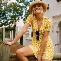 ราคา เดรสเหลืองลายดอกสีเหลือง (2159990465)