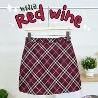 ราคา ทรงเอ {รุ่น Red Wine} S-5XL ลายสก็อตสีแดง Mini Skirt มีซับกางเกงด้านใน (29810608174)