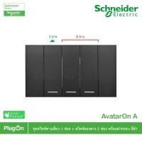 ราคา Schneider ชุดสวิตช์ทางเดียว ขนาด 1ช่อง 1ตัว+สวิตช์สองทาง 2ตัว +ฝาครอบสีดำ รุ่น AvatarOn A | PlugOn (16159978526)