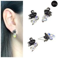 ราคา ต่างหูหงส์สีดำ งานเพชรสวยหรู (3840762046)