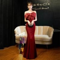 ราคา ชุดราตรียาวสีแดง เกาะอกแต่งโบว์ แนวเรียบหรู สวยดูแพง ใส่ออกงานราตรี งานแต่งงานกลางคืน (12296653767)