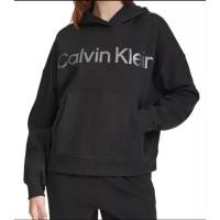 ราคา ❤️Calvin Klein Metallic-Logo Dropped-Shoulder Hoodie Women's M Black Long Sleeve ❤️เสื้อฮู้ด CK สีดำ (44750204962)