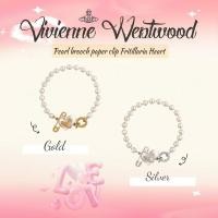 ราคา ♞ของแท้100% VIVIENNE WESTWOOD Pearl brooch paper clip Fritillaria Heart สินค้ามาใหม่ UHD (40367959566)