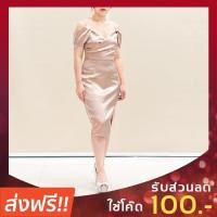 ราคา เดรสออกงานสีทอง ชุดออกงานแต่ง ชุดราตรีออกงานเปิดไหล่ปิดแขน เสื้อผ้าออก ชุดไปงานแต่งงานสีทอง (3332344347)