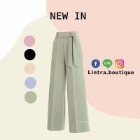 ราคา กางเกงขากระบอกมีโบว์คาดเอวผ้านาโน (9472160182)