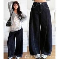 ราคา Non-Fade Stitch Detail Wide-Leg Long Denim Pants (26444265203)