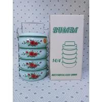 ราคา ปิ่นโต เคลือบลายบุษบา ขนาด14/4cm (ลายดอกสีเขียว) ลายนูน ปิ่นโต ตราแพนกวิน ปิ่นโตอเนกประสงค์ (4463262776)