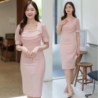 ราคา ชุดเดรสออกงานสีชมพูโอรส ทรงเข้ารูป แขนสั้น แนวเรียบหรู สวยสง่า ใส่ออกงาน ไปงานแต่ง ใส่ทำงานได้ (22165825184)