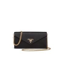 ราคา prada Saffiano leather wallet with shoulder strap (used like new) (8420230015)