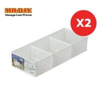 ราคา [2 แพ็ก] KEYWAY ตะกร้าเก็บของ 3 ช่อง ปรับขนาดช่องได้ ขนาด 12.2 X 30 X5.8 ซม. (41217443163)