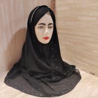 ราคา ฮิญาบพันสำเร็จรูป ผ้าคลุมชีฟองสองหน้า ประดับเพชรบนหัว สีพื้น Shawl Chiffon❗ล้างสต๊อก (26811382805)