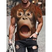 ราคา เสื้อยืดแขนสั้นผู้ชาย ลายกราฟิกลิงตลก สไตล์คอลูกเรือ เหมาะสำหรับฤดูร้อน (49054843691)