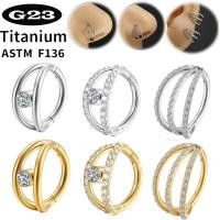 ราคา 1PC G23 ไทเทเนียมเจาะ Conch ต่างหู Hoop 2 แถว CZ แหวนจมูกบานพับ Segment Clicker Helix Daith จมูก Septum เจาะเครื่องประดับ (49406068331)