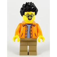 ราคา Brick2cube Minifigure - Man, Black Spiked Hair, Glasses, Orange Jacket, Sand Blue Shirt, Dark Tan Legs - hol185 (29990748762)