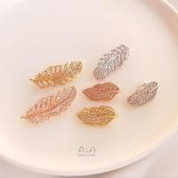 ราคา สีRestention สูญญากาศชุบ 18K ทองแท้สีขาว Micro-Inlaid Zircon Leaf-Shaped Feather Pearl Buckle DIY สร้อยคอเสื้อกันหนาวโซ่ (28994148387)