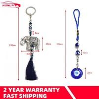 ราคา 2Pcs Turkey Evil Eye Pendants Amulet with Elephant and Ribbon Wall Hanging Amulet Ethnic Lucky Gift (57304127909)