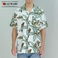 ราคา ส่งฟรี KACHARI เสื้อฮาวาย ผ้าเรยอน ลายใบไม้นกแก้ว สีขาว (25002620336)