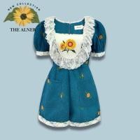 ราคา The alner จั้มสั้นเขียวแขนตุ๊กตาแต่งลูกไม้ขาวปักดอก มือสอง (28787098401)