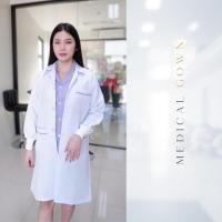 ราคา เสื้อกาวน์ตัวยาว คอฮาวาย แขนจั๊ม (ใส่ได้ทั้ง ช-ญ) (42265150454)