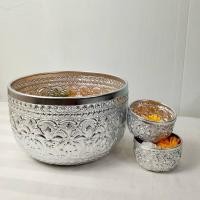 ราคา สลุง 1 ชุด ได้ 3 ใบ 22 ซม. 1 ใบ , 8 ซม. 2 ใบ ขันน้ำลายไทย ขันเงินอลูมิเนียม ใบใหญ่ (28325905180)