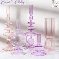 ราคา Violet Flamingo เชิงเทียนแก้วใสสไตล์เกาหลี เชิงเทียนมินิมอลสีม่วง สีชมพู (24407154954)