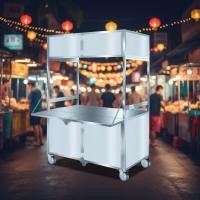 ราคา 【รุ่นหนา】รถเข็นสแตนเลสพับได้ ขายตลาดนัด รถเข็นอาหารเคลื่อนที่ แบบพกพา รถเข็นอาหารว่างสแตนเลส (52305251421)