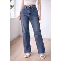 ราคา [Timeless Blue] กางเกงยีนส์เอวสูงทรงกระบอก งานป้าย: WOW SHOP ปลายขาเซอร์ ทรงเป๊ะใส่แล้วเพรียว ✨ (48706645736)