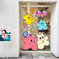 ราคา ร้านขายเสื้อผ้าเด็กสร้างสรรค์สติกเกอร์การ์ตูนเสื้อผ้าร้านชานมหน้าต่างสติกเกอร์ประตูกระจก (27905907787)