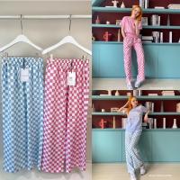 ราคา New(พร้อมส่ง)Valen Chess pattern pants กางเกง ขายาว ทรงปล่อย พิมพ์ลายผ้า (11154659086)