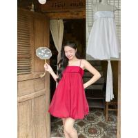 ราคา ผ้าไหมเทียนผสมทัฟต้าและมุก ซับในเต็มตัว สีขาว/แดง วุ้นเส้นยางยืด2สายน่ารักปนเซ็กซี่ ชุด ชี่ลี่ ชุด (48204079170)