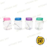ราคา (4 สี) กระปุกพลาสติกพร้อมช้อนในตัว กระปุกพลาสติกทรงกลม กระปุกใส่ของ กระปุกฝาเกลียว ขวดโหลกลม 1006-4 (1149910750)