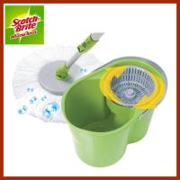 ราคา ถังปั่นพร้อมชุดไม้ถูพื้น ไม้ถูพื้นพร้อมถังปั่น scotch brite (6435629673)