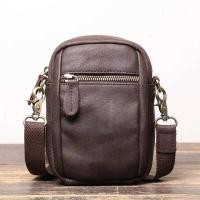 ราคา C New Retro Men's Genuine Leather Shoulder , Rough Frosted Leather Crossbody Shell , Multifunctiona (42176896531)